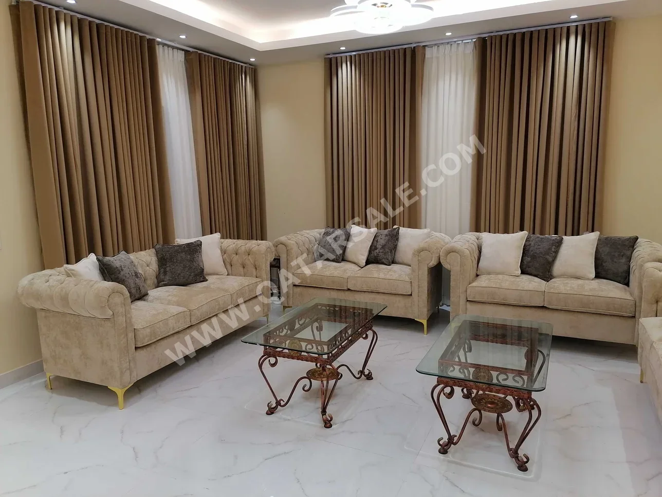 Sofas, Couches & Chairs Sofa Set  - Chenille  - Beige