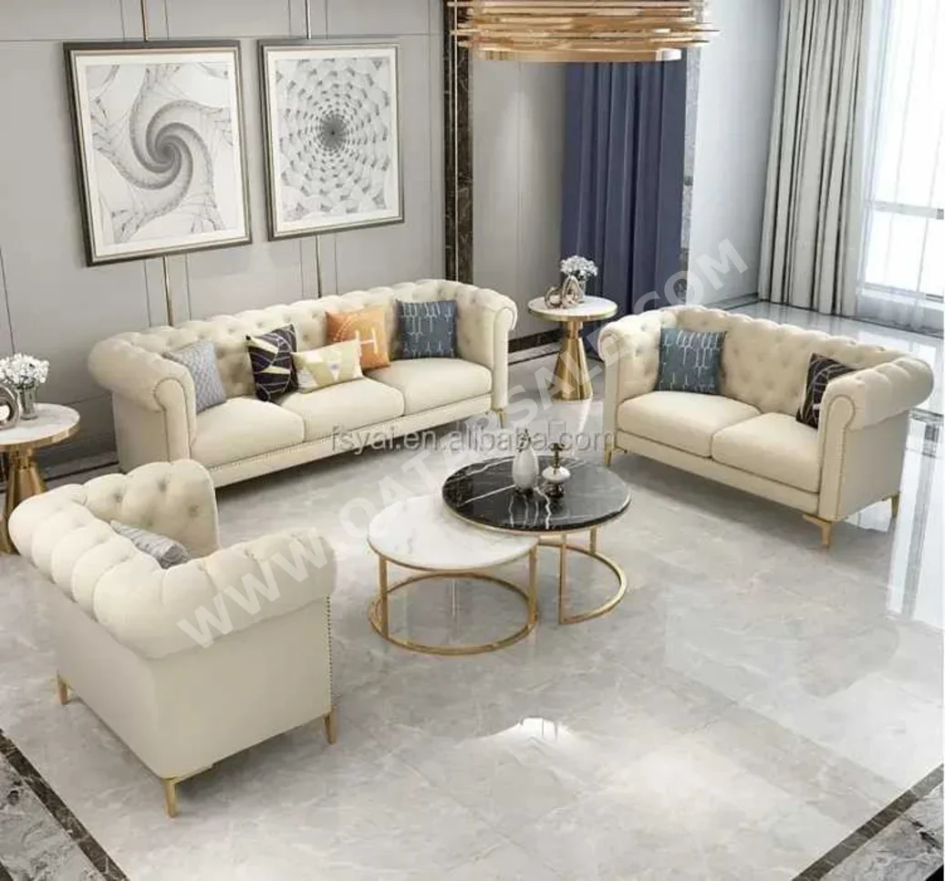 Sofas, Couches & Chairs Sofa Set  - Velvet  - Beige