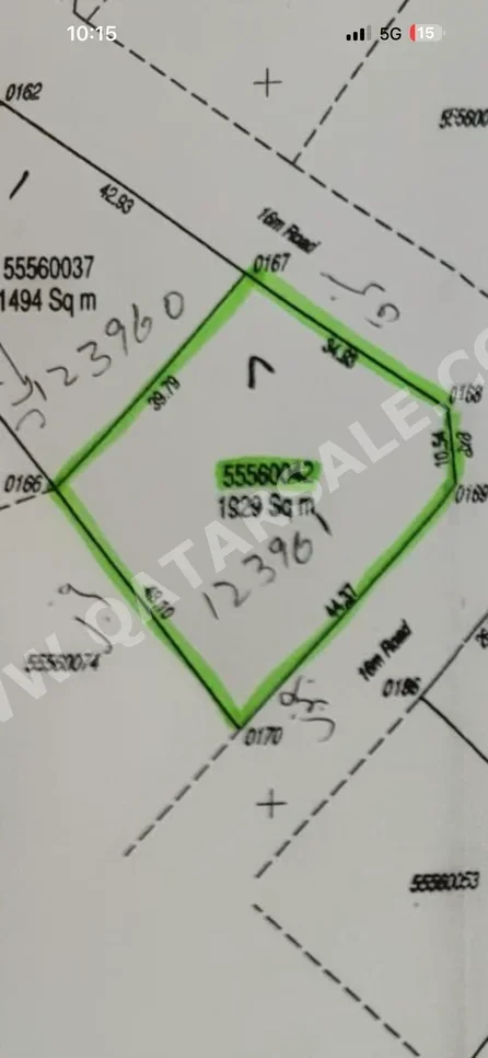 اراضي للبيع في الريان - معيذر -المساحة 1,929 متر مربع
