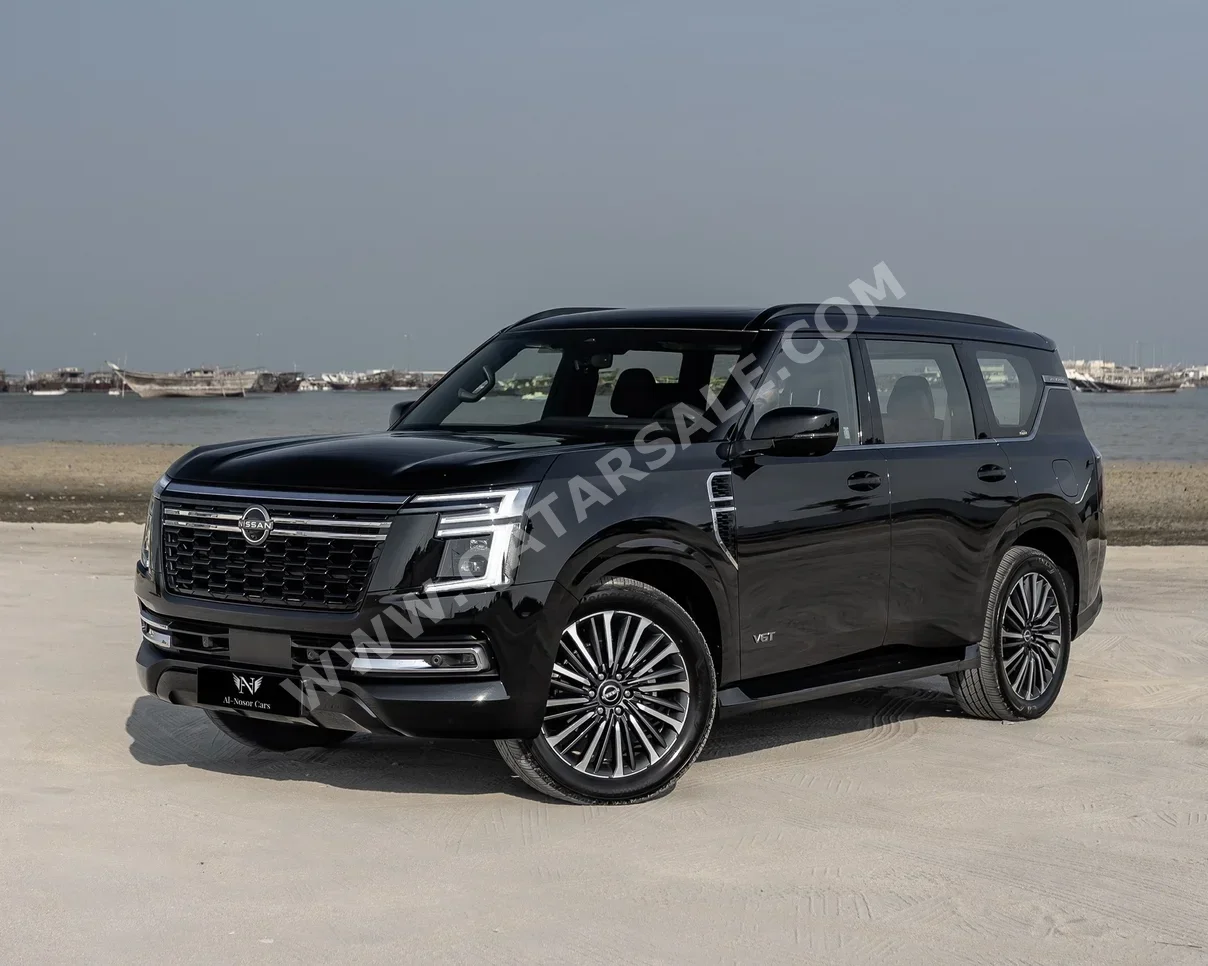 Nissan  Patrol  Platinum turbo  2025  Automatic  8,000 Km  6 Cylinder  Four Wheel Drive (4WD)  SUV  Black  With Warranty