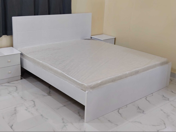 Beds - King - White - Mattress Included - With Bedside Table