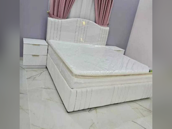 Beds - King - White - Mattress Included - With Bedside Table
