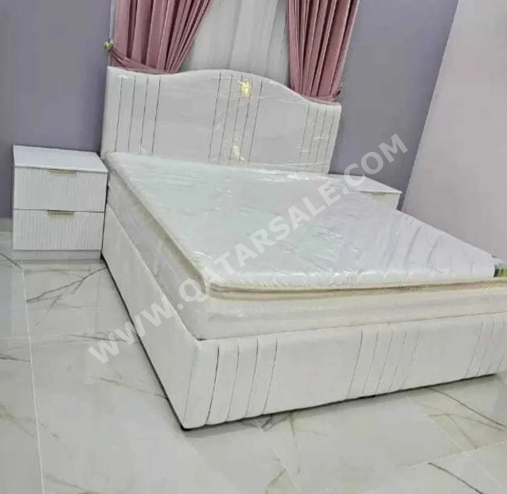 Beds - King  - White  - Mattress Included  - With Bedside Table