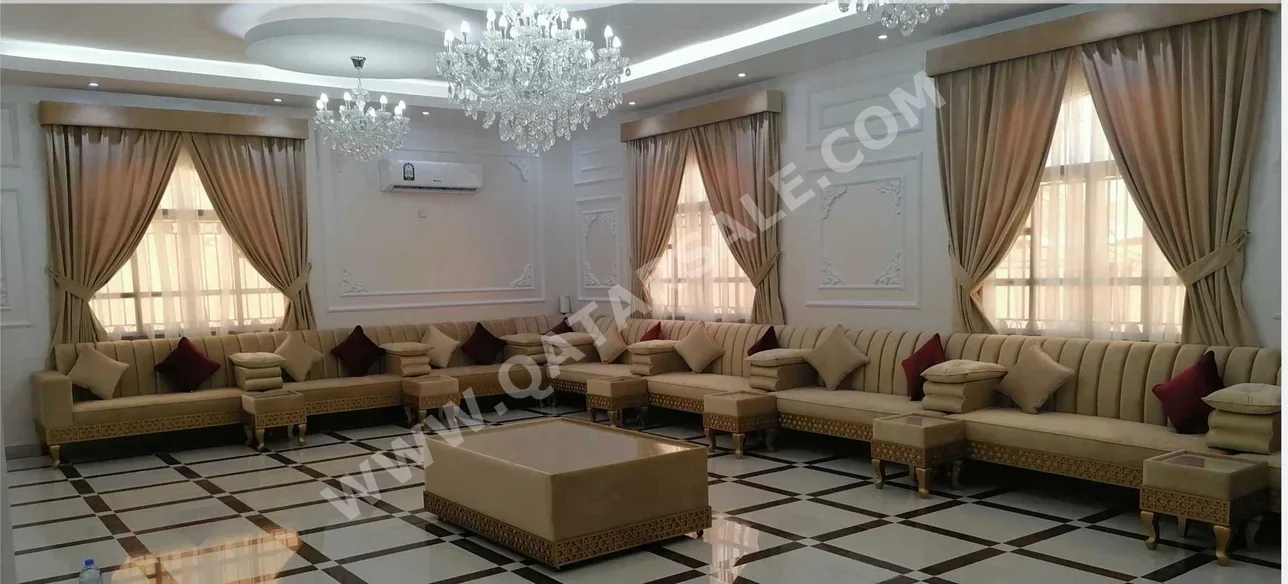 الأرائك والكنب والكراسي كنبة زاوية - مخمل - اللون البيج