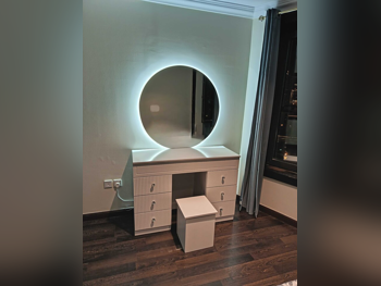 Wardrobes & Dressers - Doha Furniture  - Dressing Table, Mirror, Chair & 2 Shelving Units  - White
