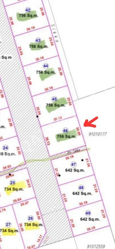 Lands For Sale in Al Wakrah - Al Wukair -Area Size 756 Square Meter