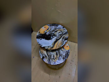 الطاولات والخزائن الجانبية منضدة القهوة - زجاج - متعدد الألوان