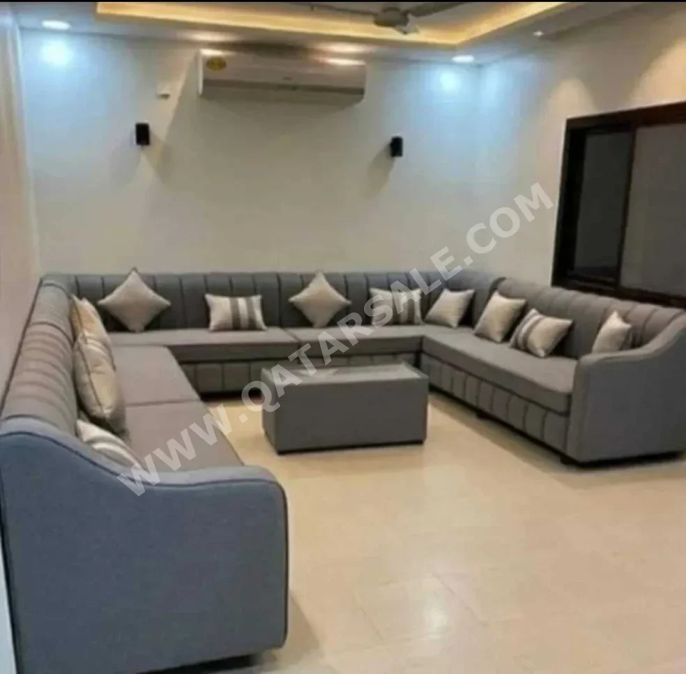 الأرائك والكنب والكراسي كنبة زاوية - مخمل - اللون الرمادي