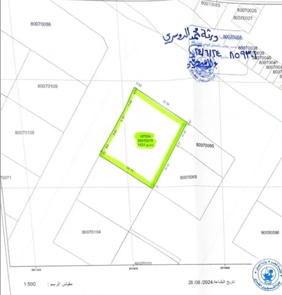 اراضي للبيع في الشحانية - الشحانية -المساحة 1,121 متر مربع