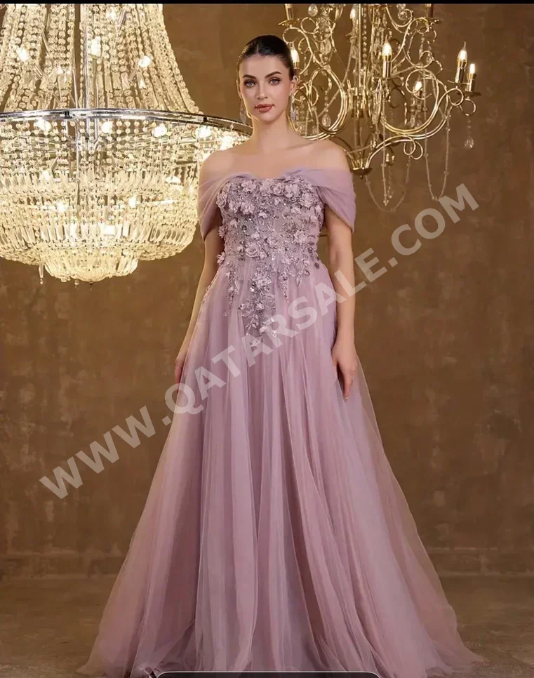 فستان  - زهري  -المقاس: اكس اكس لارج