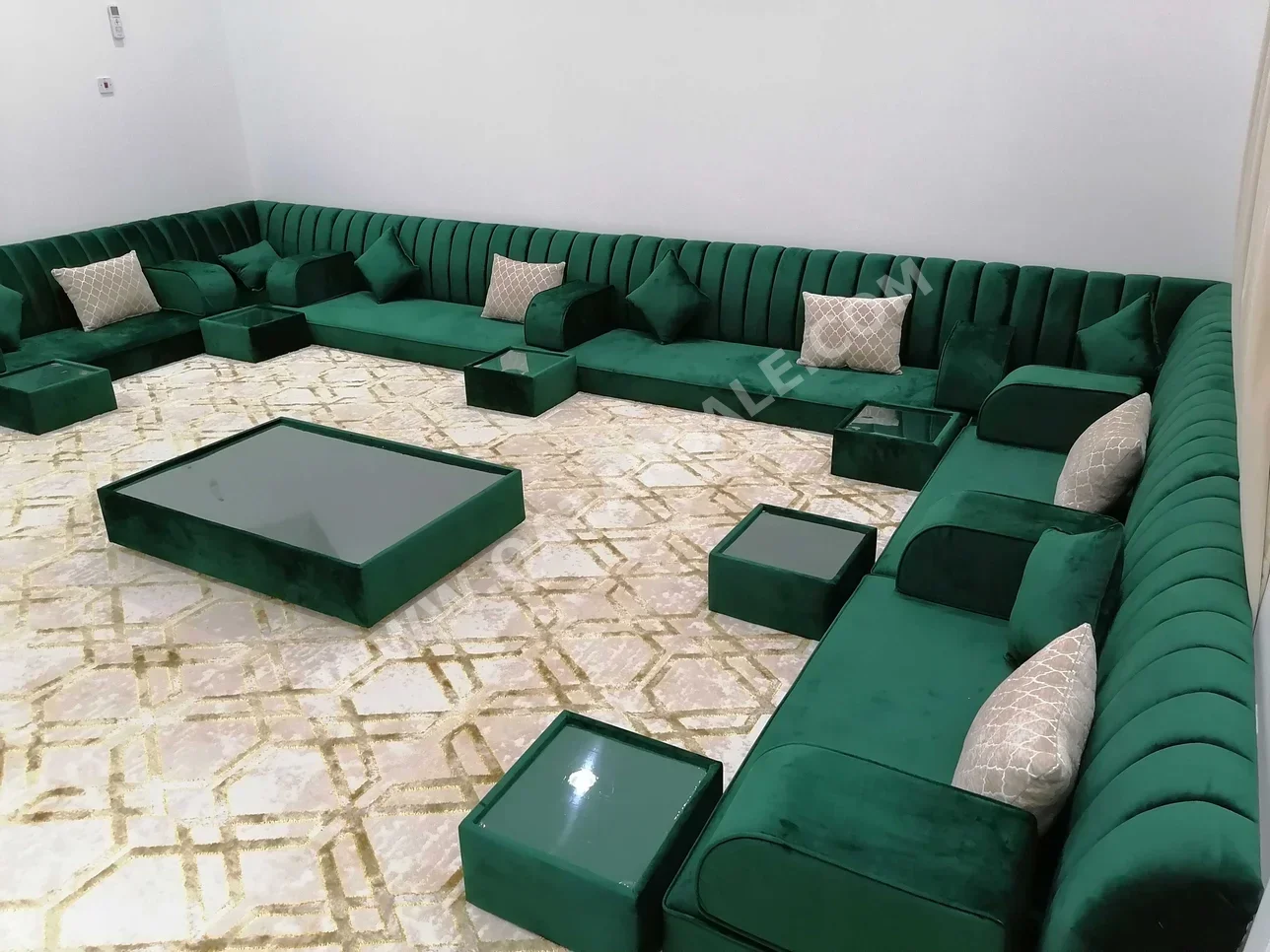 الأرائك والكنب والكراسي كنبة زاوية - مخمل - أخضر