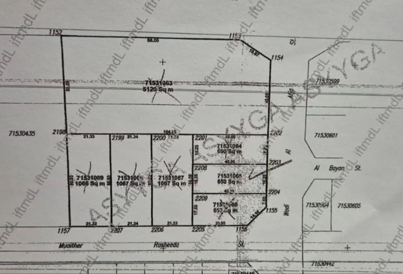 اراضي للبيع في أم صلال - أم صلال علي -المساحة 1,067 متر مربع