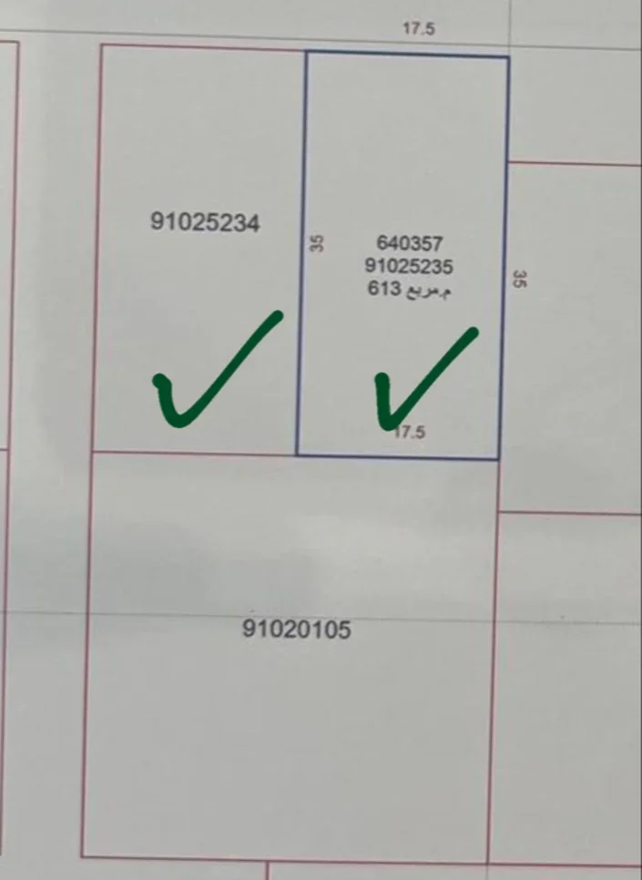 Lands For Sale  in Al Wakrah  - Al Meshaf  -Area Size 613 Square Meter