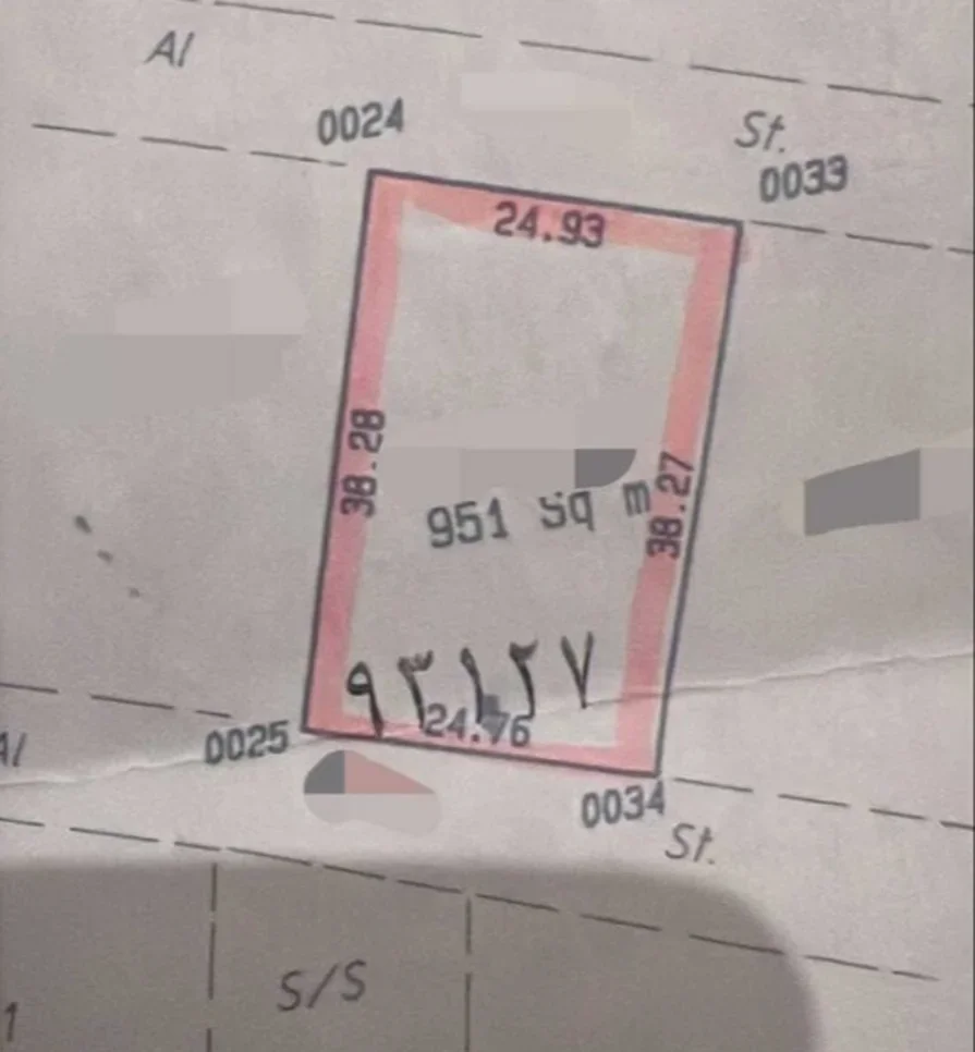 Lands For Sale  in Doha  - Fereej Bin Omran  -Area Size 951 Square Meter