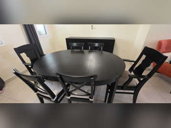 Dining Table with Chairs and Buffet  - IKEA  - Black  - 6 Seats