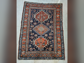 السجاد صوف أزرق ايران صناعة يدوية مستطيل