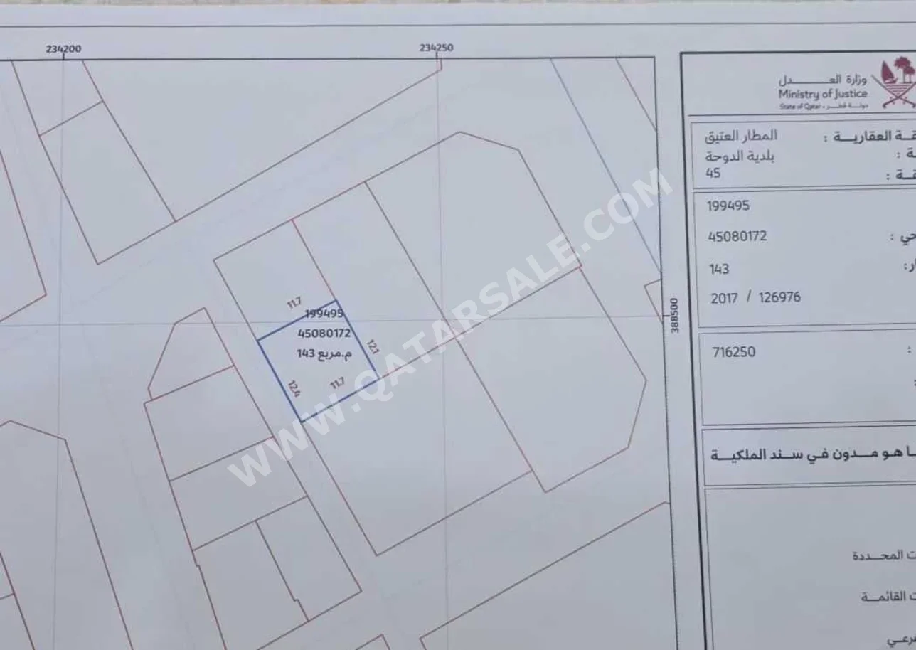 اراضي للبيع  في الدوحة  - أم غويلينة  -المساحة 76 متر مربع