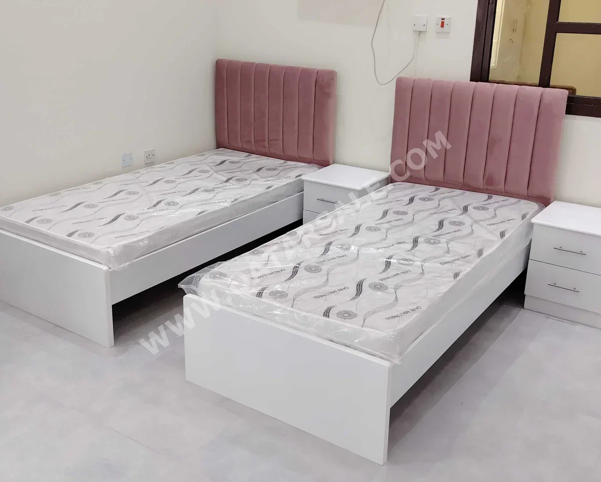 Beds - Single - Pink - Mattress Included - With Bedside Table