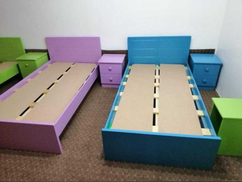 Beds - Single  - Multicolor  - Mattress Included  - With Bedside Table