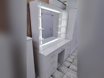 Wardrobes & Dressers - Doha Furniture  - Dressing Table, Mirror, Chair & 2 Shelving Units  - White