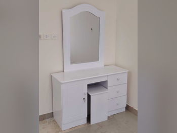 Wardrobes & Dressers - Doha Furniture  - Dressing Table, Mirror, Chair & 2 Shelving Units  - White