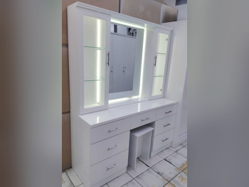 Wardrobes & Dressers - Doha Furniture  - Dressing Table, Mirror, Chair & 2 Shelving Units  - White