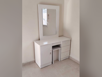 Wardrobes & Dressers - Doha Furniture  - Dressing Table, Mirror, Chair & 2 Shelving Units  - White