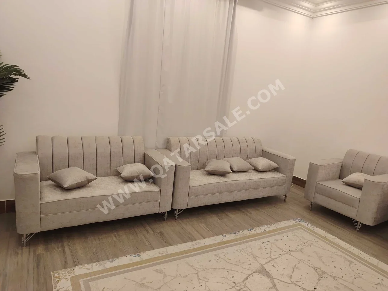 الأرائك والكنب والكراسي لايف ستايل طقم كنب - قماش - اللون البيج