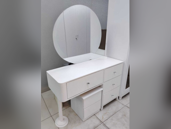 Wardrobes & Dressers - Doha Furniture  - Dressing Table, Mirror, Chair & 2 Shelving Units  - White