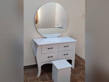 Wardrobes & Dressers - Doha Furniture  - Dressing Table, Mirror, Chair & 2 Shelving Units  - White