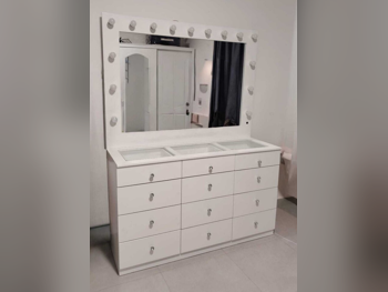 Wardrobes & Dressers - Doha Furniture  - Dressing Table, Mirror, Chair & 2 Shelving Units  - White