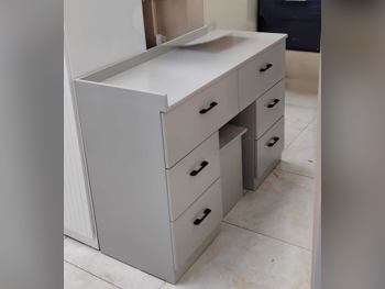 Wardrobes & Dressers - Doha Furniture  - Dressing Table, Mirror, Chair & 2 Shelving Units  - Gray