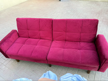 الأرائك والكنب والكراسي كنبة بثلاث مقاعد  - زهري  - سرير أريكة