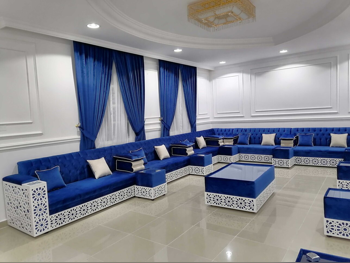 الأرائك والكنب والكراسي كنبة زاوية  - مخمل  - أزرق