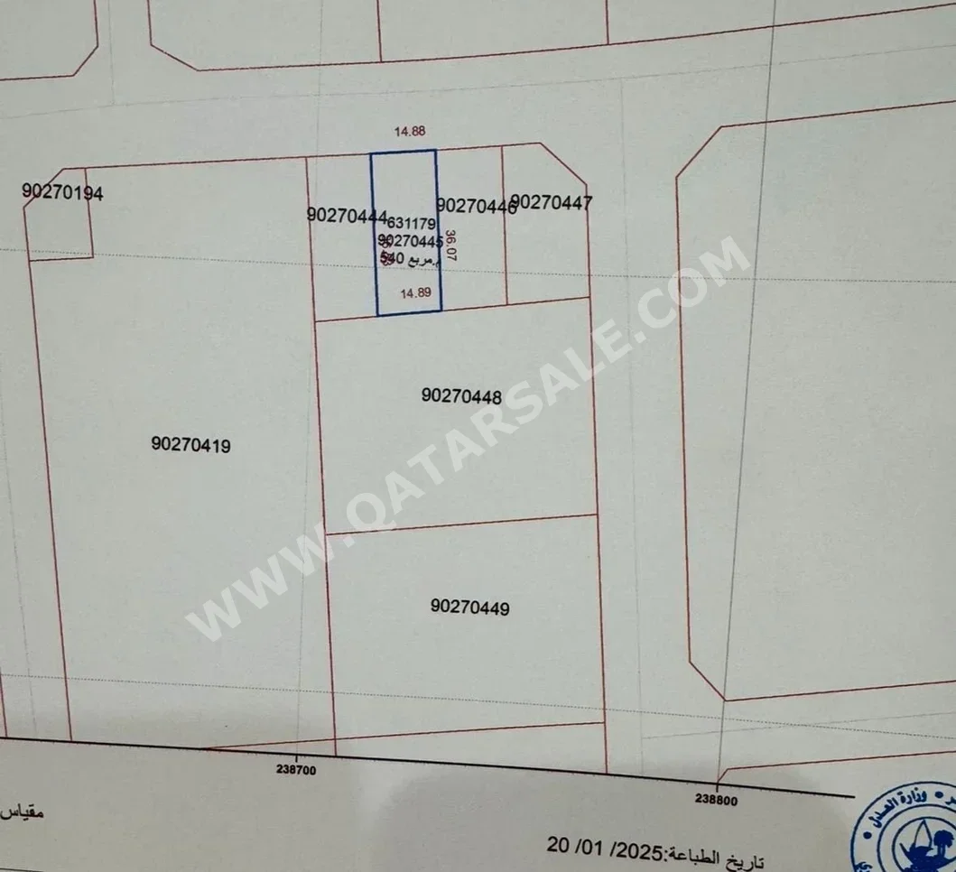 Lands For Sale  in Al Wakrah  - Al Wakrah  -Area Size 540 Square Meter