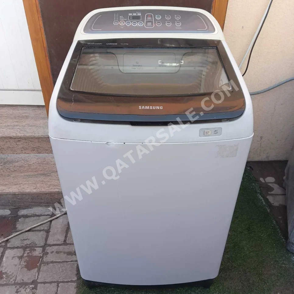غسالة ملابس & الكل في واحد سامسونج \  غسالة تحميل علوي  فضة