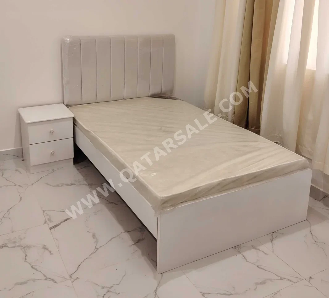 Beds - Lifestyle - Single - White - Mattress Included - With Bedside Table