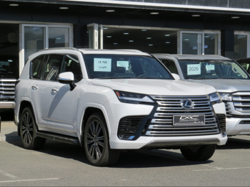 لكزس  ال اكس  700 اتش  2025  اوتوماتيك  300 كم  6 سلندر  دفع رباعي  اس يو في  أبيض  تحت الضمان