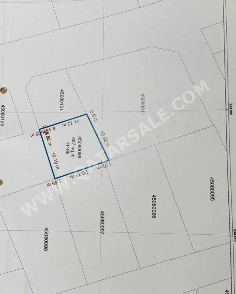 Lands For Sale  in Doha  - Airport  -Area Size 498 Square Meter