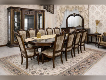 طاولة طعام مع كراسي وبوفيه - بنى