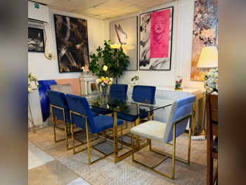 طاولة طعام مع كراسي وبوفيه  - هومز أر  أس  - أبيض  - 6 مقاعد