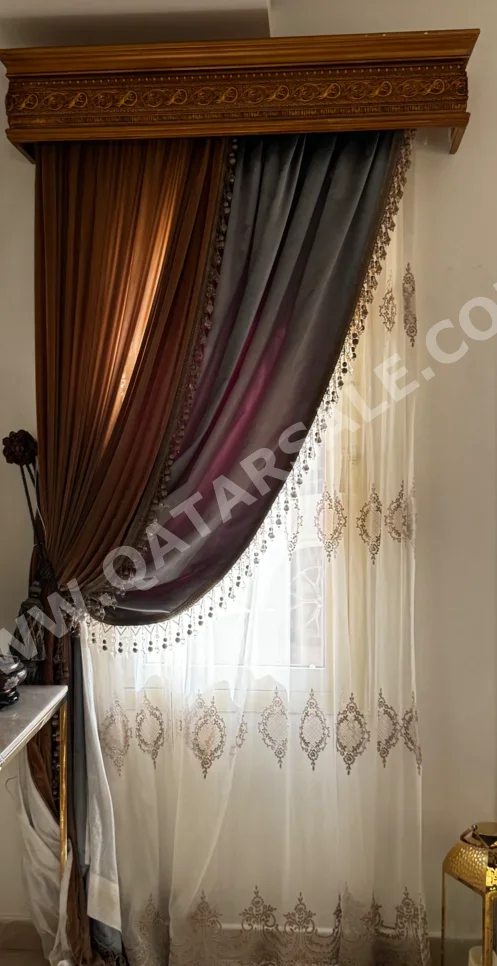 الستائر والستائر المعتمة أزرق  110 سانتيمتر  الحساب حسب القطعة  نسيج شفاف  مخمل  2