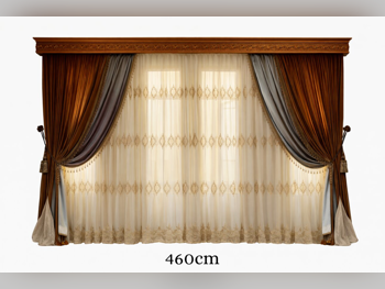 الستائر والستائر المعتمة الحساب حسب القطعة  مخمل  أزرق  نسيج شفاف  460 سانتيمتر