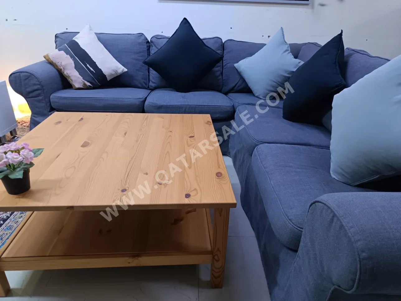 الأرائك والكنب والكراسي ايكيا كنبة زاوية - قماش - اللون الرمادي