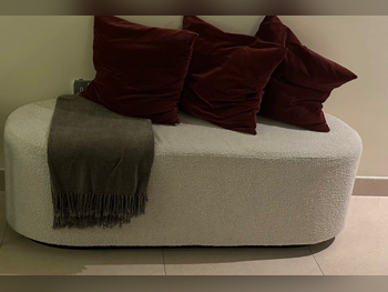 الأرائك والكنب والكراسي بوف - مزيج القطن \ القطن - أبيض