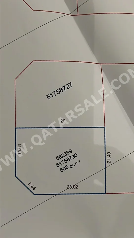 اراضي للبيع  في الريان  - الغرافة  -المساحة 607 متر مربع