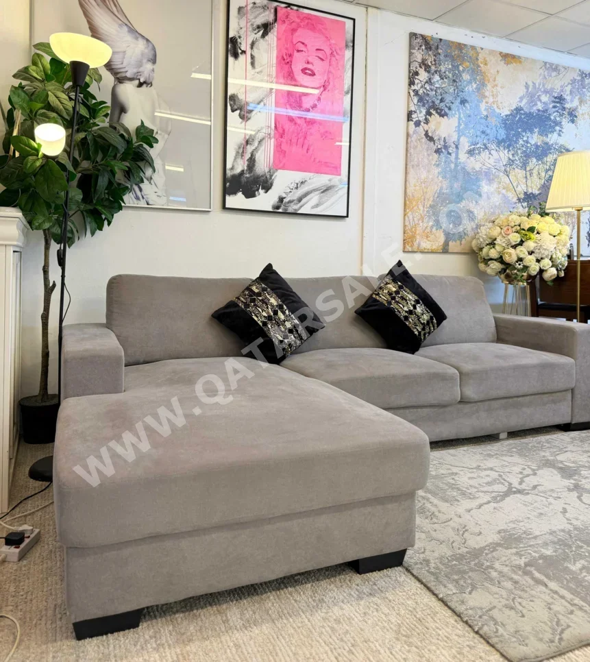 الأرائك والكنب والكراسي شكل L  - اللون الرمادي