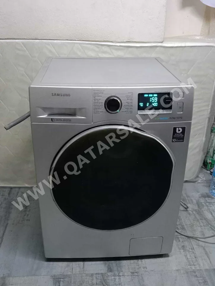 غسالة ملابس & الكل في واحد سامسونج \  غسالة تحميل أمامي  فضة  متصلة بالواي-فاي