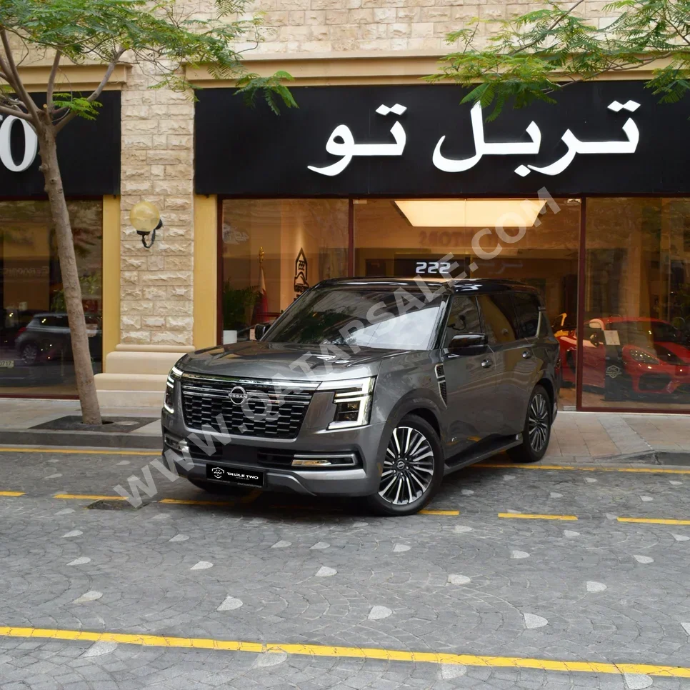 Nissan  Patrol  Platinum turbo  2025  Automatic  8,400 Km  6 Cylinder  Four Wheel Drive (4WD)  SUV  Gray  With Warranty