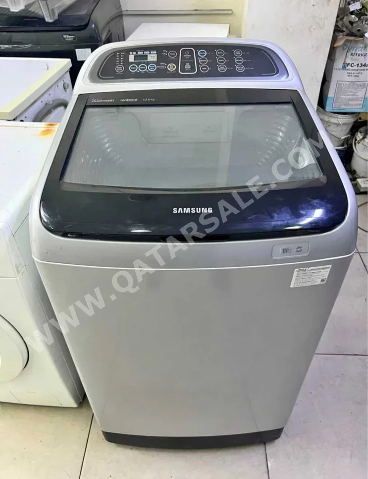 غسالة ملابس & الكل في واحد سامسونج \  غسالة تحميل علوي  فضة